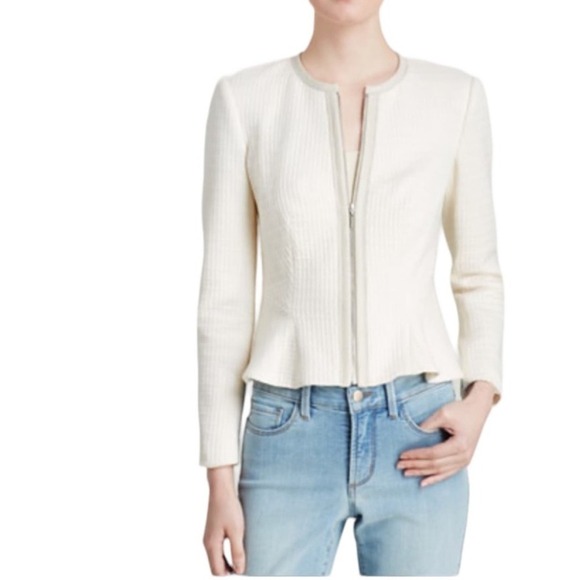 🎁 Rebecca Taylor Double Face Jersey Jacket in Cream - Picture 1 of 16